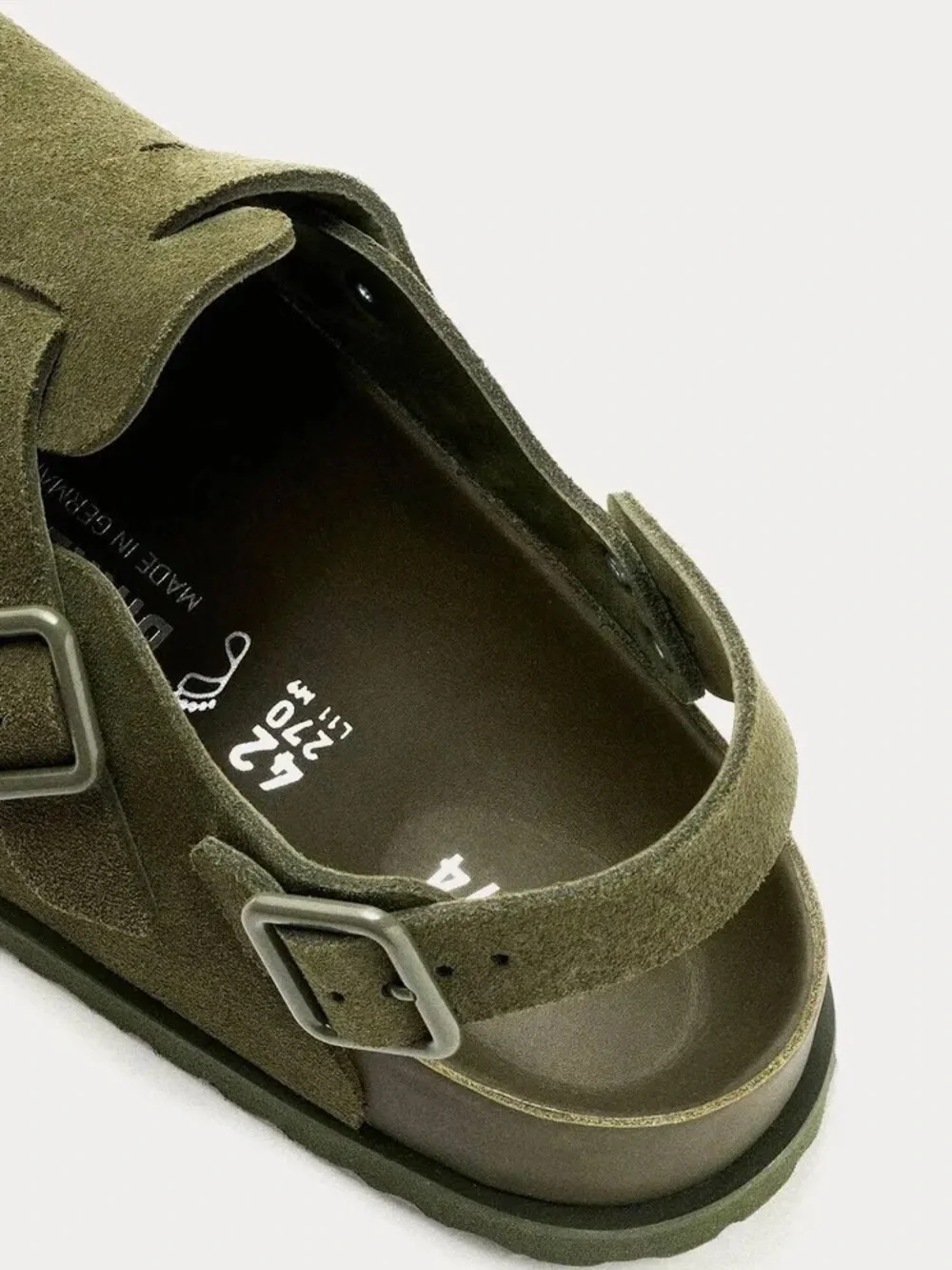 Birkenstock 1774 IV Tokio Olive Suede Double-Buckle Slingback Sandal